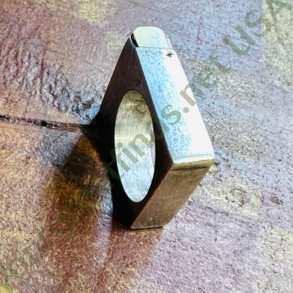 Vintage Sterling Silver Turquoise Inlay Square Ring Navajo Larry Castillo 7.5 - Picture 6 of 13